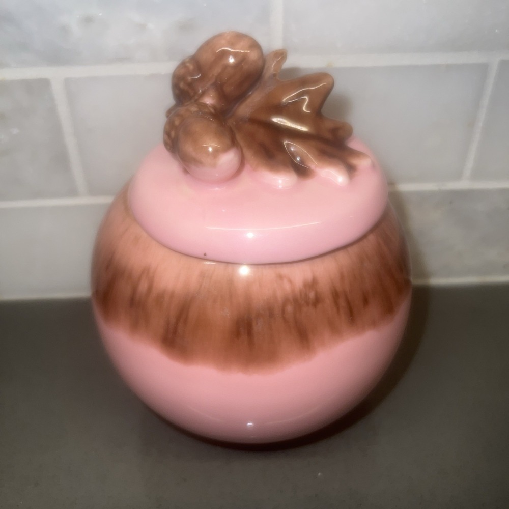 Vintage HANDMADE CALIFORNIA DRIP GLAZE POTTERY with acorns rare EUC